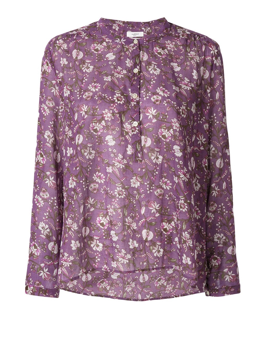 Isabel Etoile Marant Purple Floral Sheer Cotton Blouse Size Small Medium - Picture 2 of 9